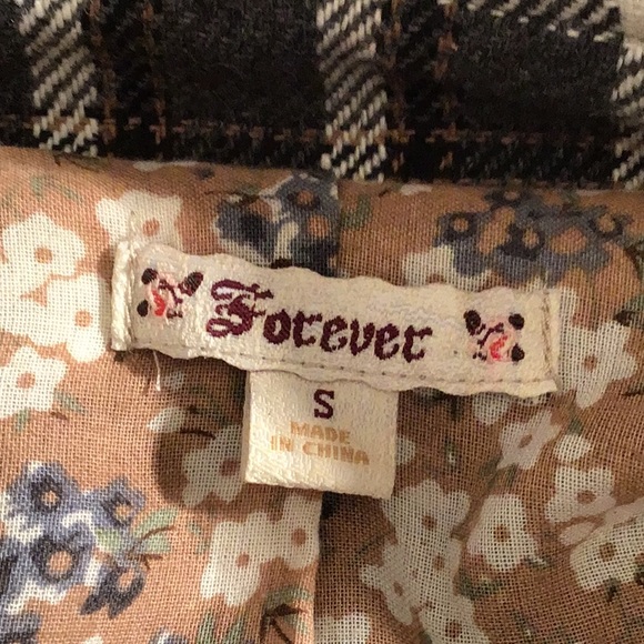 Forever light-weight blazer coat tan, gray, white plaid S - Picture 6 of 6